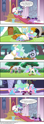 Size: 1000x2800 | Tagged: safe, artist:montyrohde, aloe, lotus blossom, mr. waddle, princess celestia, twilight sparkle, alicorn, pony, chess, comic, croquet, delegating, glasses, hooficure, massage, reading, uselesstia