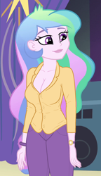 Size: 620x1080 | Tagged: safe, edit, edited screencap, editor:ah96, screencap, princess celestia, principal celestia, equestria girls, rainbow rocks, big breasts, breast edit, breasts, cleavage, cropped, female, princess breastia, sexy, solo