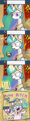 Size: 900x3601 | Tagged: safe, princess celestia, twilight sparkle, alicorn, pony, equestria-latina, female, horn, mare, multicolored mane, solo, spanish, white coat