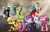 Size: 1330x861 | Tagged: safe, artist:musapan, applejack, fluttershy, pinkie pie, princess celestia, rainbow dash, rarity, twilight sparkle, alicorn, earth pony, pegasus, pony, unicorn, avengers, black widow (marvel), captain america, crossover, flutterhulk, hawkeye, hilarious in hindsight, iron man, mane six, marvel, nick fury, parody, plot, s.h.i.e.l.d., the incredible hulk, thor