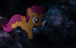 Size: 1920x1200 | Tagged: safe, scootaloo, pony, collage, earth, female, filly, macro, pony bigger than a planet, space