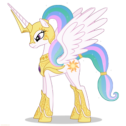 Size: 5000x5000 | Tagged: safe, artist:larsurus, princess celestia, alicorn, pony, absurd resolution, armor, badass, epic, female, mare, simple background, solo, transparent background, warrior celestia