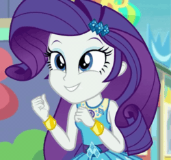 Size: 769x720 | Tagged: safe, screencap, rarity, better together, equestria girls, rollercoaster of friendship, animated, cropped, cute, female, geode of shielding, gif, raribetes, smiling, solo