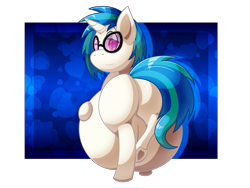 Size: 2048x1536 | Tagged: safe, artist:slimeyjenkins, dj pon-3, vinyl scratch, pony, unicorn, belly, hyper, hyper pregnancy, impossibly large belly, looking at you, looking back, looking back at you, pregnant, sidemouth, simple background, transparent background, underhoof