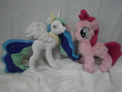 Size: 1024x768 | Tagged: safe, artist:aquariummaniac, pinkie pie, princess celestia, doll, irl, photo, plushie, toy