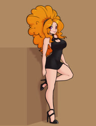 Size: 1215x1600 | Tagged: safe, artist:scorpdk, adagio dazzle, human, equestria girls, rainbow rocks, adagiazonga dazzle, adoragio, adorasexy, big breasts, boob window, breasts, cleavage, clothes, cute, dress, female, gem, high heels, humanized, legs, little black dress, looking at you, open mouth, sexy, shoes, siren gem, smiling, solo, stupid sexy adagio dazzle