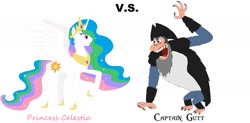 Size: 1273x627 | Tagged: safe, artist:blackrobtheruthless, princess celestia, alicorn, ape, pony, captain gutt, crossover, gigantopithecus, ice age, pirate