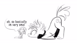 Size: 1920x1080 | Tagged: safe, artist:imalou, oc, oc only, oc:cookie malou, oc:yodi, earth pony, pony, unicorn, basically i'm very smol, face down ass up, female, glasses, grayscale, mare, micro, monochrome, smol