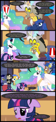 Size: 650x1400 | Tagged: safe, artist:mixermike622, discord, princess celestia, princess luna, twilight sparkle, alicorn, pony, comic, crying, dan, dan vs, dan vs fim