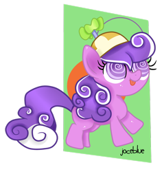 Size: 868x921 | Tagged: safe, artist:joceblue, screwball, female, filly, hat, propeller hat, solo, solo female, swirly eyes, younger