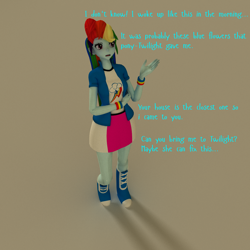 Size: 1500x1500 | Tagged: safe, artist:vzx123321, rainbow dash, comic:another pet, equestria girls, 3d, female, implied poison joke, micro, solo, text