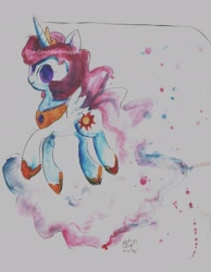 Size: 1492x1924 | Tagged: safe, artist:iamthecowboysmuggler, princess celestia, alicorn, pony, smiling, traditional art, watercolor painting