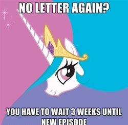 Size: 400x388 | Tagged: safe, princess celestia, alicorn, pony, caption, image macro, solo, text