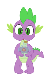 Size: 700x1000 | Tagged: safe, artist:scraggleman, arabus, spike, dragon, bottle, duo, male, simple background, white background