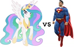 Size: 1476x940 | Tagged: safe, princess celestia, alicorn, pony, discussion, female, superman, vs