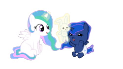 Size: 1366x768 | Tagged: safe, artist:darkalchemist15, princess celestia, princess luna, alicorn, pony, baby, baby pony, cewestia, cute, cutelestia, darkalchemist15 is trying to murder us, diaper, filly, foal, lunabetes, plushie, simple background, transparent background, weapons-grade cute, woona