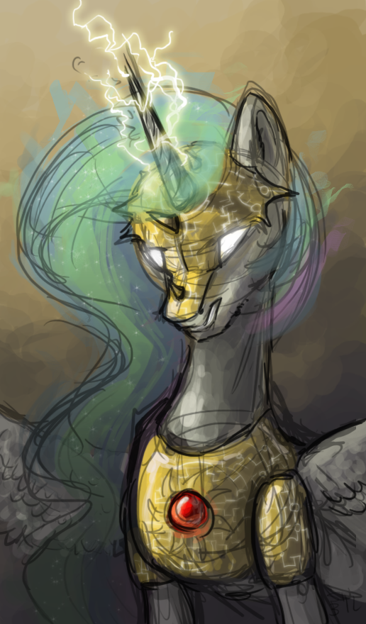 Safe Artist Obsidianchameleon Princess Celestia Alicorn Pony Armor Glowing Eyes