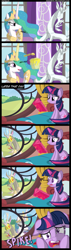 Size: 1500x5261 | Tagged: safe, artist:veggie55, discord, princess celestia, twilight sparkle, alicorn, pony, comic, paint, prank, trollestia