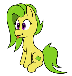 Size: 611x651 | Tagged: safe, artist:scraggleman, oc, oc:bit assembly, earth pony, pony, chest fluff, simple background, sitting, solo, tongue out