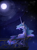 Size: 600x806 | Tagged: safe, artist:namiwami, princess celestia, alicorn, pony, moon, night, sad, solo, stars