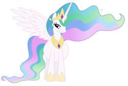 Size: 1382x927 | Tagged: safe, princess celestia, alicorn, pony, female, horn, mare, multicolored mane, preglestia, pregnant, pregnant edit, solo, white coat