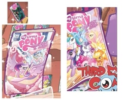 Size: 427x337 | Tagged: safe, idw, applejack, fluttershy, pinkie pie, princess cadance, princess celestia, queen chrysalis, rainbow dash, rarity, twilight sparkle, alicorn, changeling, changeling queen, earth pony, pegasus, pony, unicorn, cover, covers, female, mare, official, official comic, third eye comics, variantception