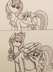 Size: 600x820 | Tagged: safe, artist:zalla661, princess cadance, princess flurry heart, oc, oc:malinae, alicorn, pony, unicorn, adult, age progression, belly, birthmark, comic, cute, cutedance, flurrybetes, impossibly large belly, mama cadence, mama flurry, multiple pregnancy, ocbetes, offspring, older, older flurry heart, parent:applejack, parent:oc:niku, parents:canon x oc, pregnant