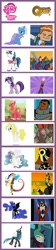 Size: 586x2603 | Tagged: safe, big macintosh, discord, nightmare moon, princess celestia, queen chrysalis, shining armor, surprise, trixie, twilight sparkle, alicorn, changeling, changeling queen, earth pony, pony, unicorn, comparison chart, male, stallion, world of quest