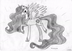 Size: 2339x1654 | Tagged: safe, artist:archimondde, princess celestia, alicorn, pony, female, horn, mare, sketch, solo