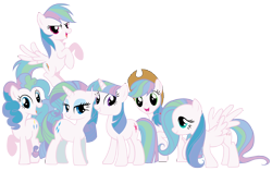 Size: 5400x3400 | Tagged: safe, artist:mihaaaa, artist:shadowhedgiefan91, applejack, fluttershy, pinkie pie, princess celestia, rainbow dash, rarity, twilight sparkle, earth pony, pony, mane 6 recolors, mane six, recolor, simple background, transparent background, vector