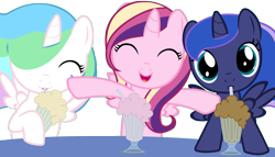 Size: 7000x4000 | Tagged: safe, artist:beavernator, princess cadance, princess celestia, princess luna, alicorn, pony, absurd resolution, cute, cutedance, filly, milkshake, milkshake ponies, simple background, transparent background, vector