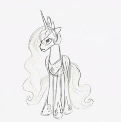 Size: 2097x2107 | Tagged: safe, artist:twinkleturtle, princess celestia, alicorn, pony, female, horn, mare, sketch, solo