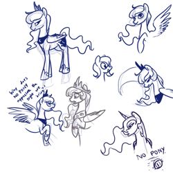 Size: 800x800 | Tagged: safe, artist:pandarainbow, nightmare moon, princess celestia, princess luna, alicorn, pony, doodle