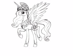 Size: 3300x2550 | Tagged: safe, artist:steppinondabeat, prince solaris, princess celestia, alicorn, pony, male, monochrome, rule 63, sketch, stallion