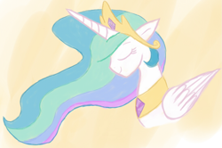 Size: 1091x723 | Tagged: safe, artist:cookiealienn, princess celestia, alicorn, pony, crown, female, horn, mare, solo