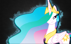 Size: 2560x1600 | Tagged: safe, artist:arkkukakku112, princess celestia, alicorn, pony, female, horn, mare, multicolored mane, solo, wallpaper, white coat