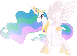 Size: 1257x917 | Tagged: safe, princess celestia, alicorn, pony, female, horn, mare, multicolored mane, preglestia, pregnant, pregnant edit, solo, white coat