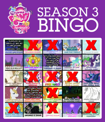 Size: 784x909 | Tagged: safe, applejack, blaze, cerberus (character), cookie crumbles, fluttershy, hondo flanks, nightmare moon, pinkie pie, prince blueblood, princess cadance, princess celestia, princess luna, rainbow dash, rarity, scootaloo, shining armor, soarin', spike, surprise, twilight sparkle, alicorn, cerberus, dragon, earth pony, pegasus, pony, unicorn, keep calm and flutter on, spoiler:s03, bingo, cookieflanks, discussion, everfree forest, female, hug, male, mane seven, mane six, manehattan, multiple heads, parent, shiningcadance, shipping, straight, three heads, wonderbolts