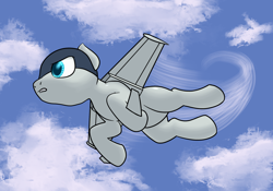 Size: 2000x1400 | Tagged: safe, artist:fantasyglow, oc, oc only, oc:scramjet, original species, plane pony, pony, flying, plane, solo