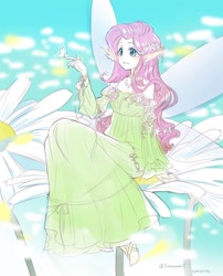 Size: 970x1200 | Tagged: safe, artist:5mmumm5, fluttershy, equestria girls, anime, elf ears, fairy, micro, solo, species swap