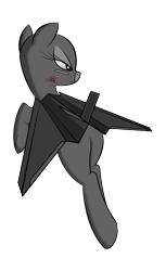 Size: 888x1451 | Tagged: safe, artist:jessy, artist:plone, oc, oc only, original species, plane pony, pony, f-117a nighthawk, plane, plot, solo