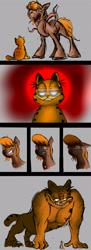 Size: 1000x2739 | Tagged: safe, artist:jellymaggot, oc, oc only, oc:thingpone, cat, monster pony, original species, pony, always a bigger fish, comic, crossover, cursed image, garfield, gorefield, growth, i'm sorry jon