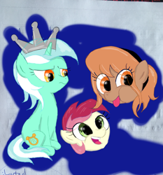 Size: 2969x3183 | Tagged: safe, artist:background basset, lyra heartstrings, roseluck, oc, oc:thingpone, alien, earth pony, pony, unicorn, crown, floating head, jewelry, regalia, sketch, sketch dump