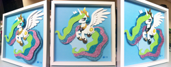 Size: 1280x504 | Tagged: safe, artist:the-paper-pony, princess celestia, alicorn, pony, photo, shadowbox, solo