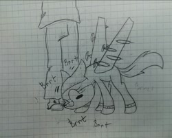 Size: 1346x1080 | Tagged: safe, artist:sigmanas, oc, oc only, oc:anon, original species, plane pony, pony, behaving like a cat, blushing, brrrrt, bunting, cute, eyes closed, graph paper, implied brrrrt, mindfuck, nuzzling, plane, purring, smiling, solo, traditional art, tu-95, щщоки