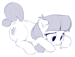 Size: 971x738 | Tagged: safe, artist:dimfann, lily longsocks, earth pony, pony, adorasocks, ant, cute, female, filly, mare, monochrome, sketch, solo, solo female