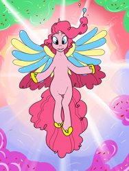 Size: 1200x1600 | Tagged: safe, artist:pony quarantine, pinkie pie, alicorn, pony, alicornified, balloon, balloon wings, pinkiecorn, race swap, solo, spread wings, this will end in a party, wings, xk-class end-of-the-world scenario