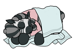 Size: 1350x900 | Tagged: safe, artist:pony quarantine, oc, oc:munyu, zebra, clothes, eyes closed, female, quadrupedal, simple background, sleeping, solo, towel, transparent background