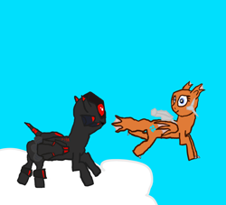 Size: 1040x944 | Tagged: safe, artist:ssjmutalisk22, original species, plane pony, pony, b-1c amphibian, cloud, plane, ponified, r-13a cerberus, r-type, spaceship ponies