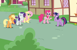 Size: 1920x1260 | Tagged: safe, artist:dashiesparkle, artist:estories, artist:frownfactory, artist:illumnious, artist:jerryakiraclassics19, applejack, fluttershy, pinkie pie, rainbow dash, rarity, twilight sparkle, twilight sparkle (alicorn), alicorn, earth pony, pegasus, pony, unicorn, female, hat, mane six, micro, ponyville, story included, tiny, tiny ponies